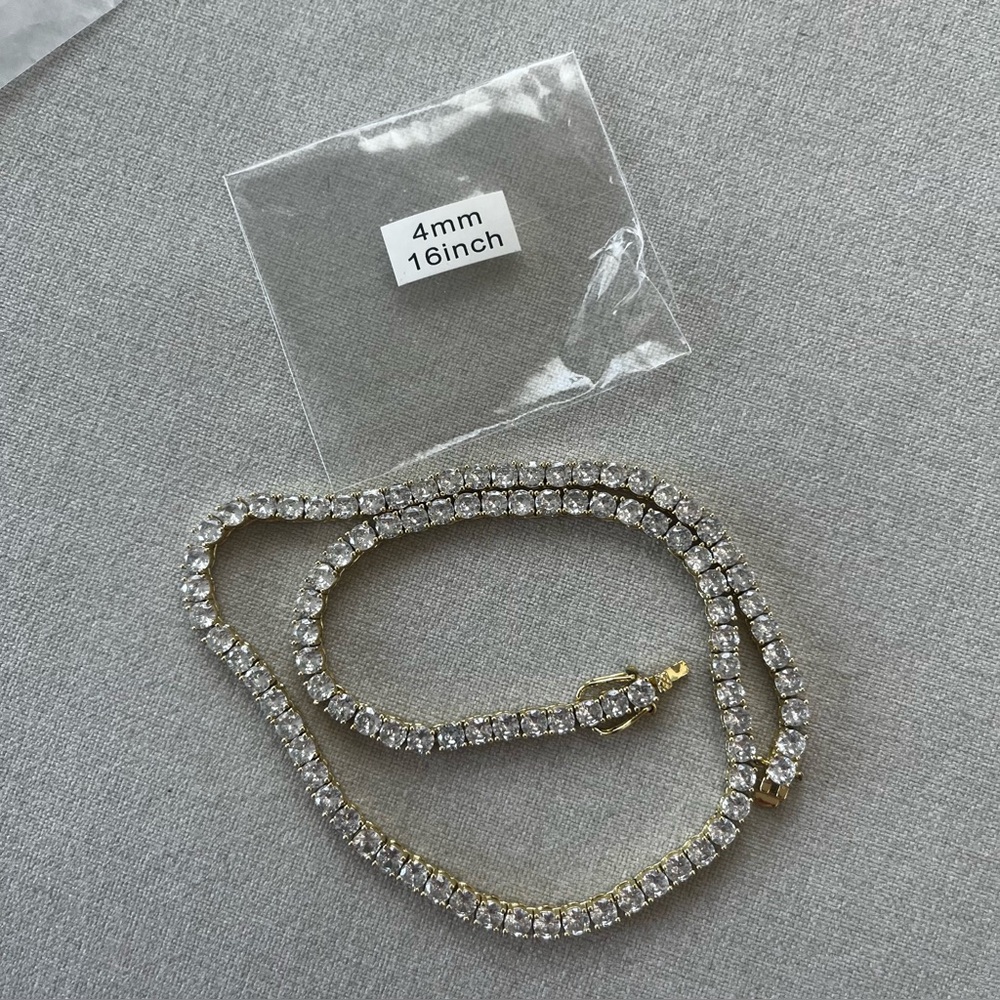 Treats studio Elegant Gold and Silver Tennis necklace 16inch 4mm